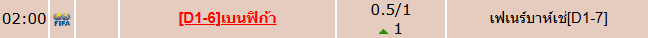 เบนฟิก้า vs เฟเนร์บาห์เช่ ราคาบอลวันนี้